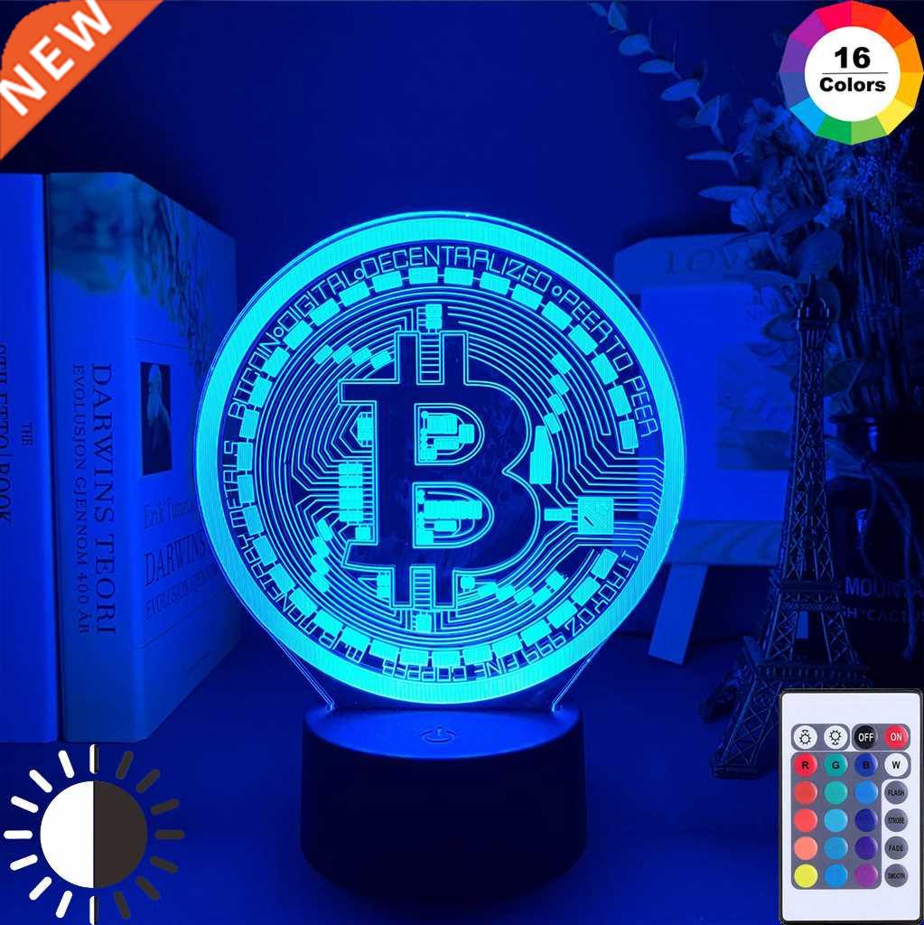 Acrylic Led Night Light Bitcoin for Room Decorative Nightlig