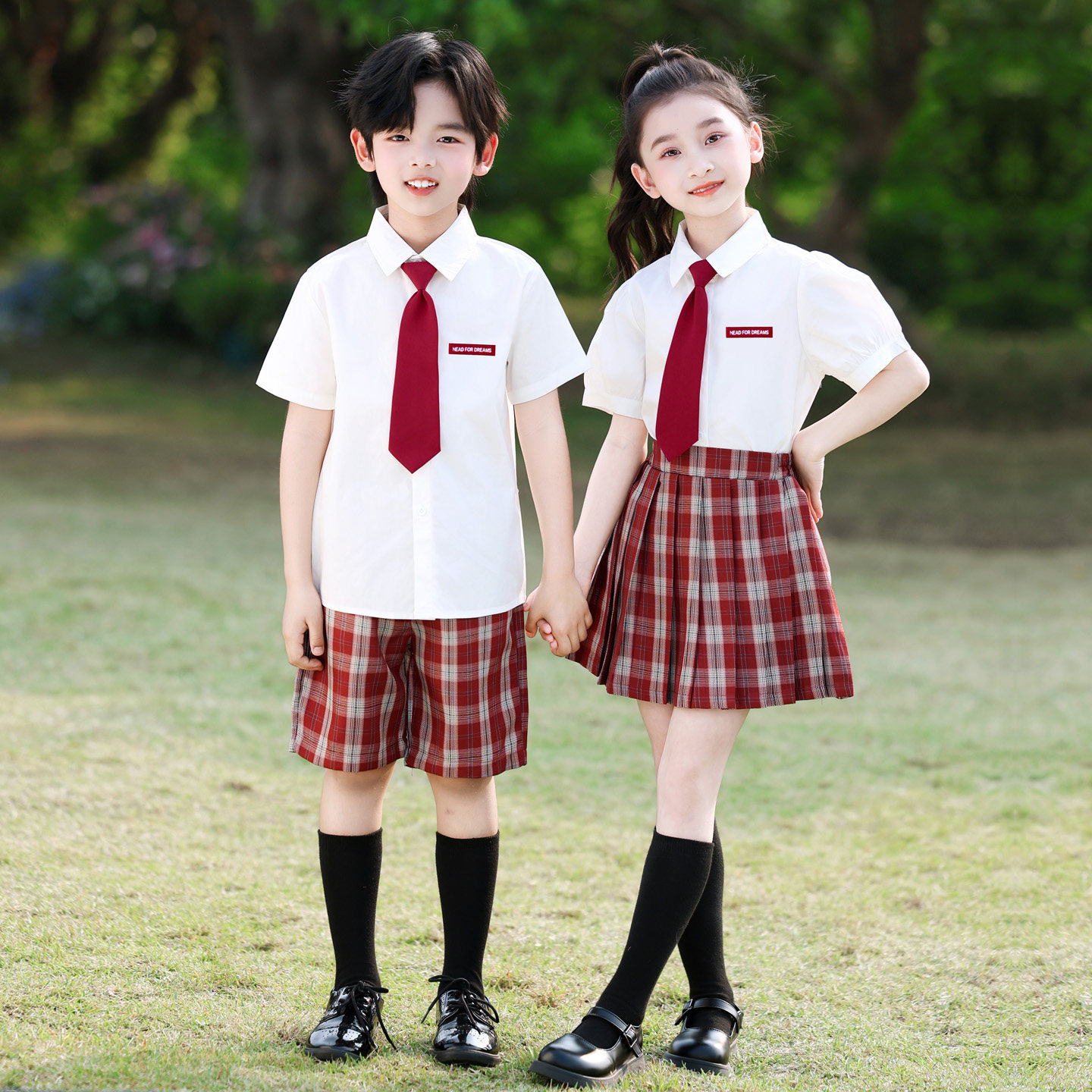 小学生班服校服夏装毕业照英伦风儿童衬衫短袖套装幼儿园园服夏季