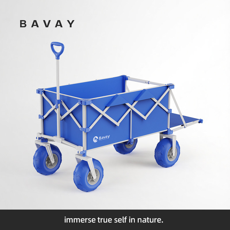 Bavay北欢露营车重型沙滩车大容量折叠手推车越野宽轮野餐旅行车