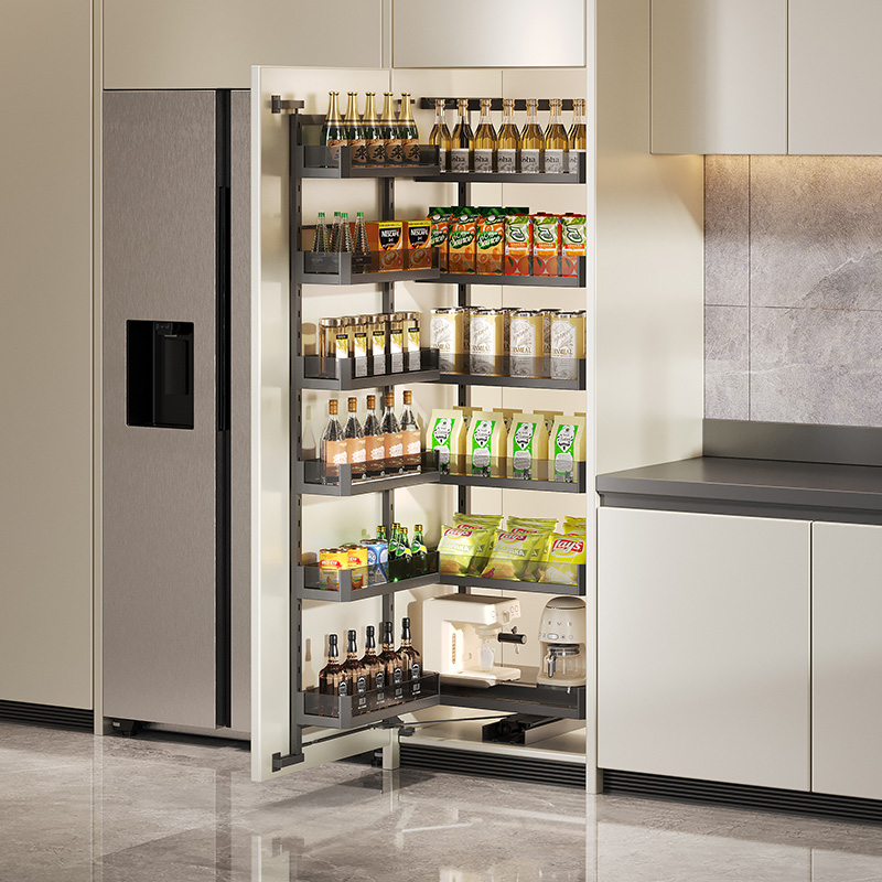 鲁班匠心高柜拉篮厨房橱柜大怪物铝合金联动高深零食柜收纳置物架,家装主材,拉篮,淘宝优惠券,粉丝福利购,淘宝优惠卷