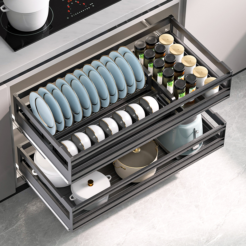 鲁班匠心铝合金双层浅柜碗碟篮