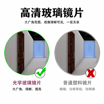 。家用门上猫眼带后盖防偷窥酒店可视门镜高清玻璃镜片加厚加大纯