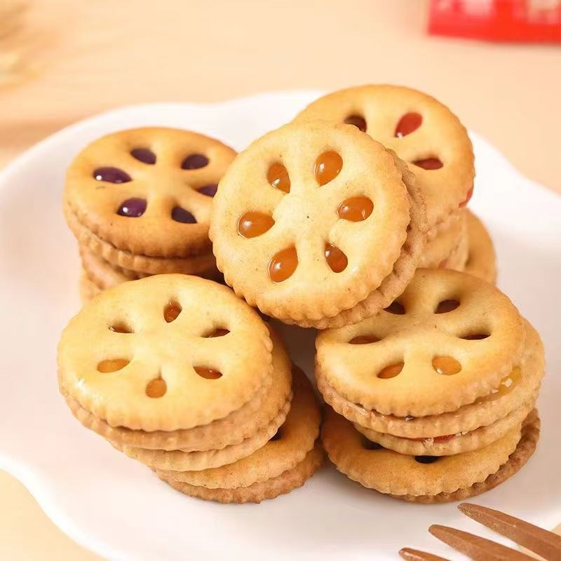 果酱夹心饼干零食整箱儿童休闲代餐网红O便宜果味散装独立包装