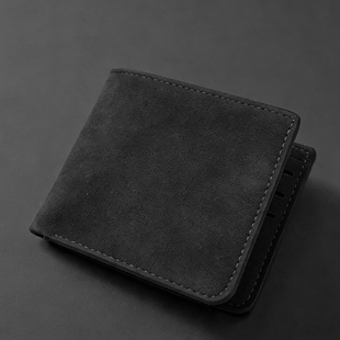 皮包商务卡包简约折叠小众钱夹钱包男款 男士 钱包翻毛皮夹票夹新款