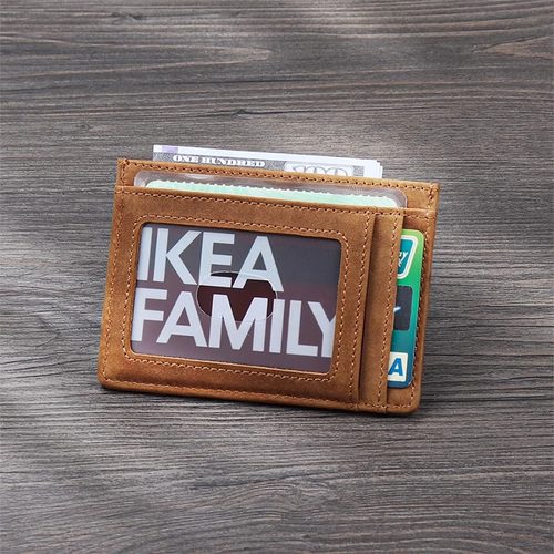 疯马皮简约超薄真皮质感公交卡套复古手工便携迷你男士卡包名片夹