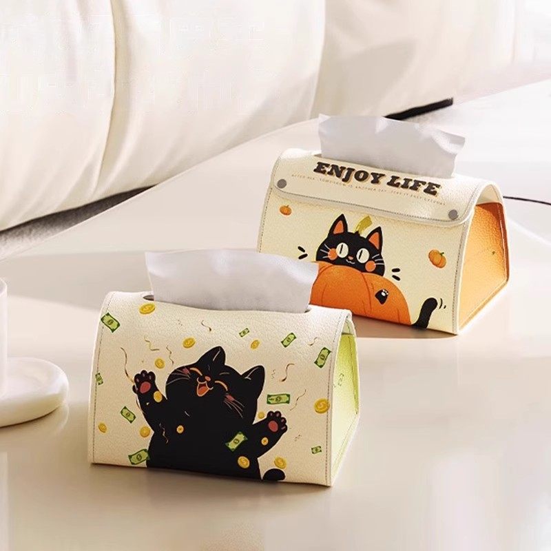 2025新款猫咪纸巾盒客厅桌面纸抽盒壁挂式多功能创意收纳盒高档,收纳整理,纸巾盒,淘宝优惠券,粉丝福利购,淘宝优惠卷