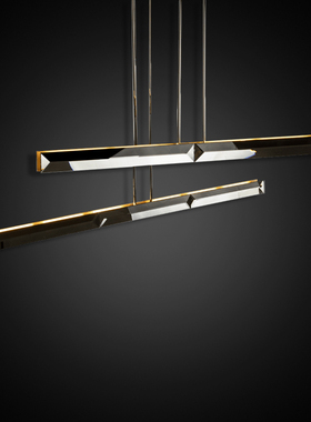 餐厅吊灯现代简约水晶高档一字led长条办公室茶桌前台轻奢吧台灯