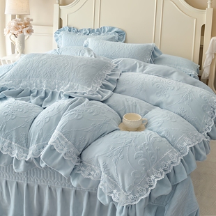 防静电牛奶绒床盖四件套冬季珊瑚绒加厚床单被套毛绒法式床品套件