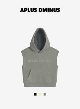 Aplusdminus中大童无袖薄抓绒连帽衫马甲春秋美式休闲运动外套