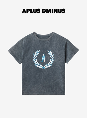 APLUS DMINUS夏T恤校园麦穗标印花高克重水洗纯棉短袖男女中大童