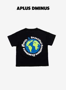 APLUS DMINUS儿童夏季地球印花中性T恤潮流时尚中大童装全棉短袖