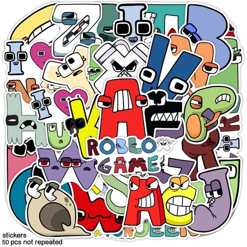 爆款50张Alphabet Lore字母传说涂鸦贴纸儿童卡通汽车标签贴