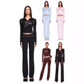 字母设计款 连帽拉链短外套喇叭裤 时尚 IAMUBABA现货iamgia修身 套装