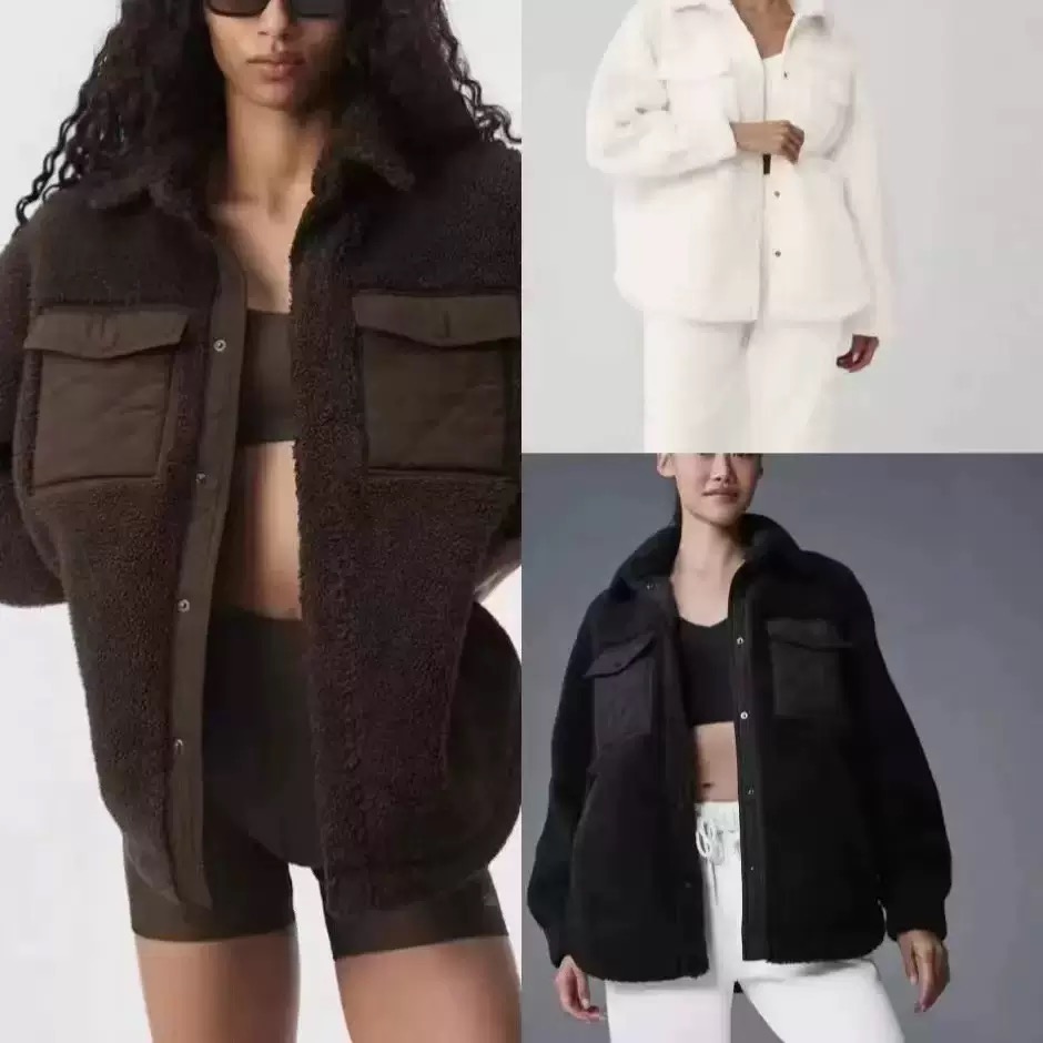 alo现货Jisoo2025秋冬中长款保暖时髦营造慵懒舒适极简羊羔绒外套