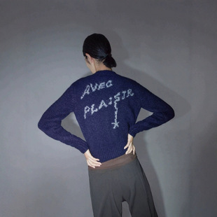 现货paloma wool新款西班牙羊毛混纺字母双拉链针织开衫毛衣