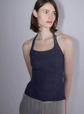 [现货] Paloma Wool 西班牙24FW 复古丹宁 牛仔抹胸 挂脖背心上衣