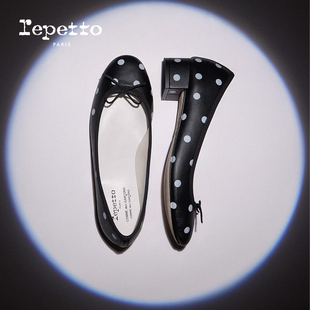 新品 2025秋季 CDG联名皮底黑白波点低跟芭蕾舞鞋 REPETTOX