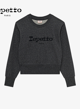 REPETTO丽派朵  女士炭灰色LOGO宽松套头长袖卫衣 秋冬新款
