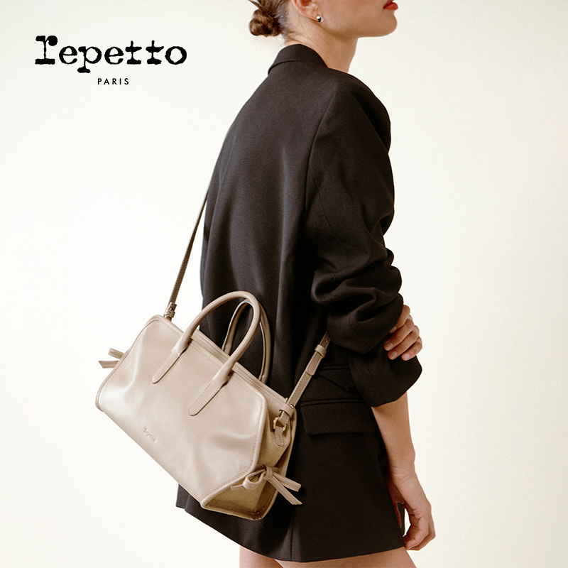 REPETTO丽派朵 GALA灰褐色大号真皮法棍保龄球包 2025秋季新款