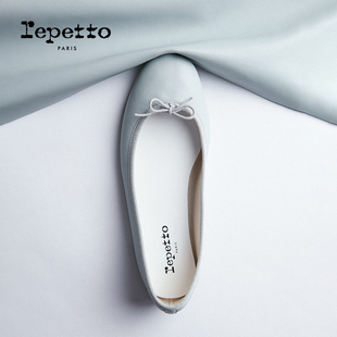 新款 2025秋季 CENDRILLON胶底牛皮革淡蓝芭蕾舞鞋 REPETTO丽派朵