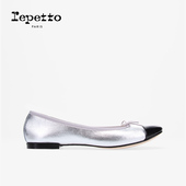 REPETTO丽派朵 新款 FLORA牛皮革皮底银拼接芭蕾舞平底鞋 2025秋季