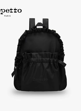 REPETTO丽派朵 REPETTO黑色尼龙大容量蝴蝶结双肩包 2025秋季新品