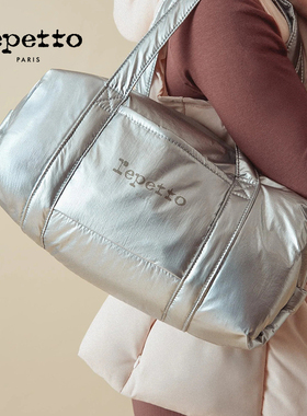 REPETTO丽派朵 DUFFLE银色休闲椭圆手提包 2025秋新品