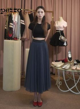 REPETTO丽派朵 女士黑色雪纺A字松紧舞蹈长裙半身裙 2025新款