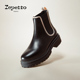 2025秋冬新款 REPETTO丽派朵 MELISSA牛皮革厚底黑粉色切尔西靴