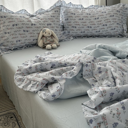 可水洗不跑棉夏凉被四件套空调被