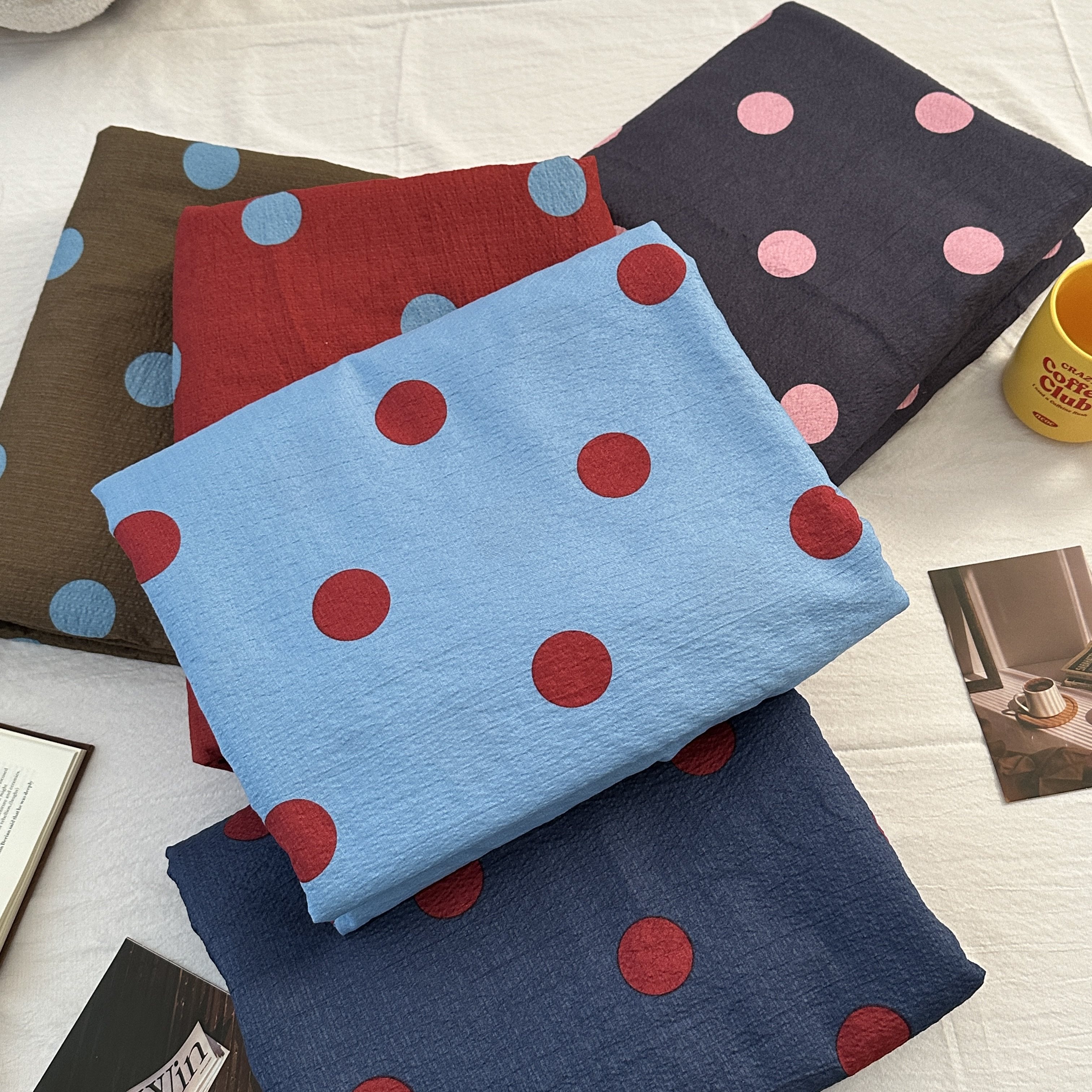 韩系少女可露丽ins波点水洗棉单件被套1.5m1.8m2m单双人被套被罩,床上用品,被套,淘宝优惠券,粉丝福利购,淘宝优惠卷