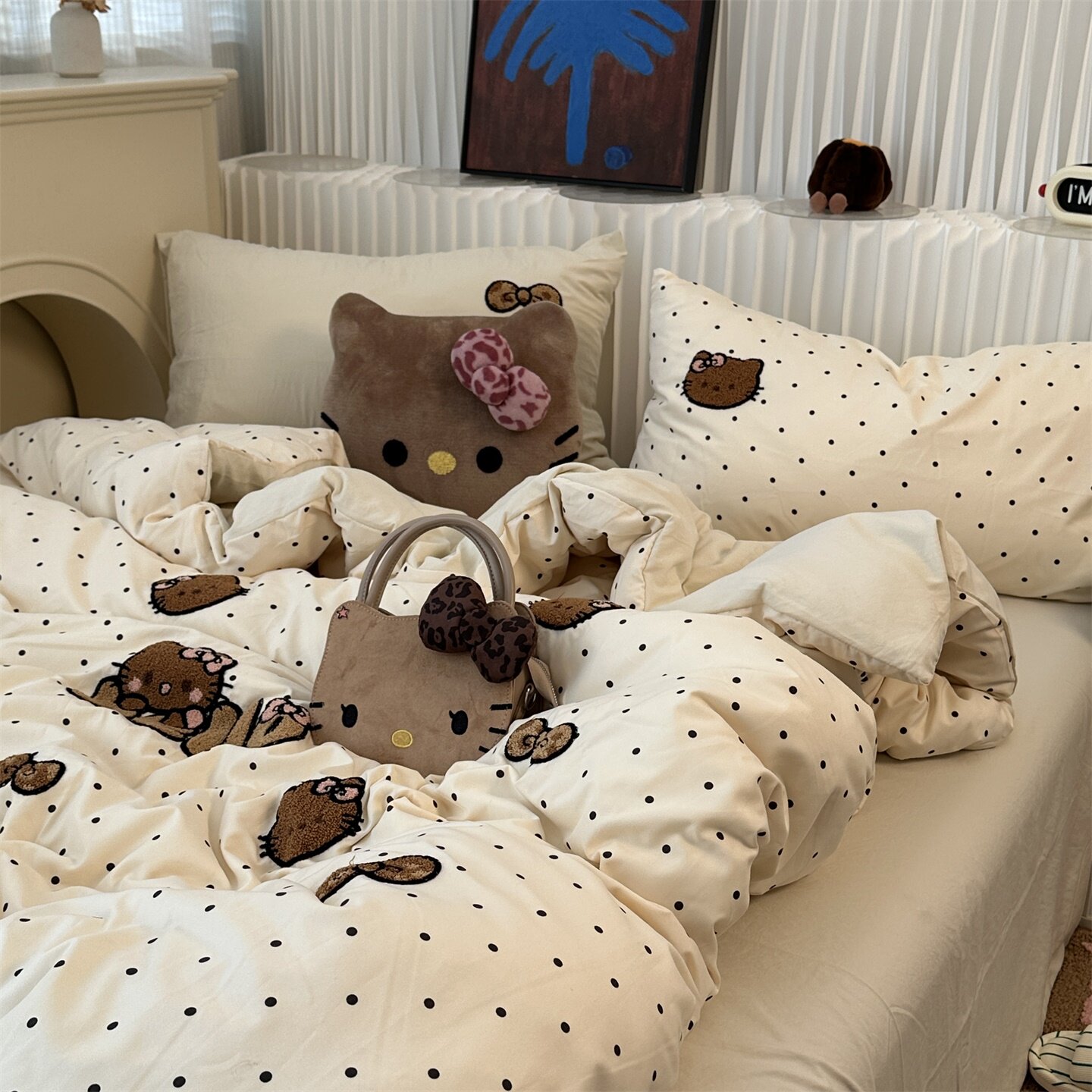 無绵丨豹纹猫咪水洗棉四件套