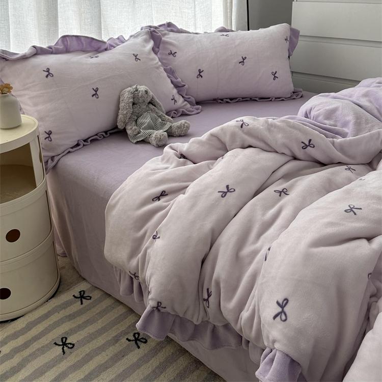 冬季加厚牛奶绒四件套珊瑚绒床单
