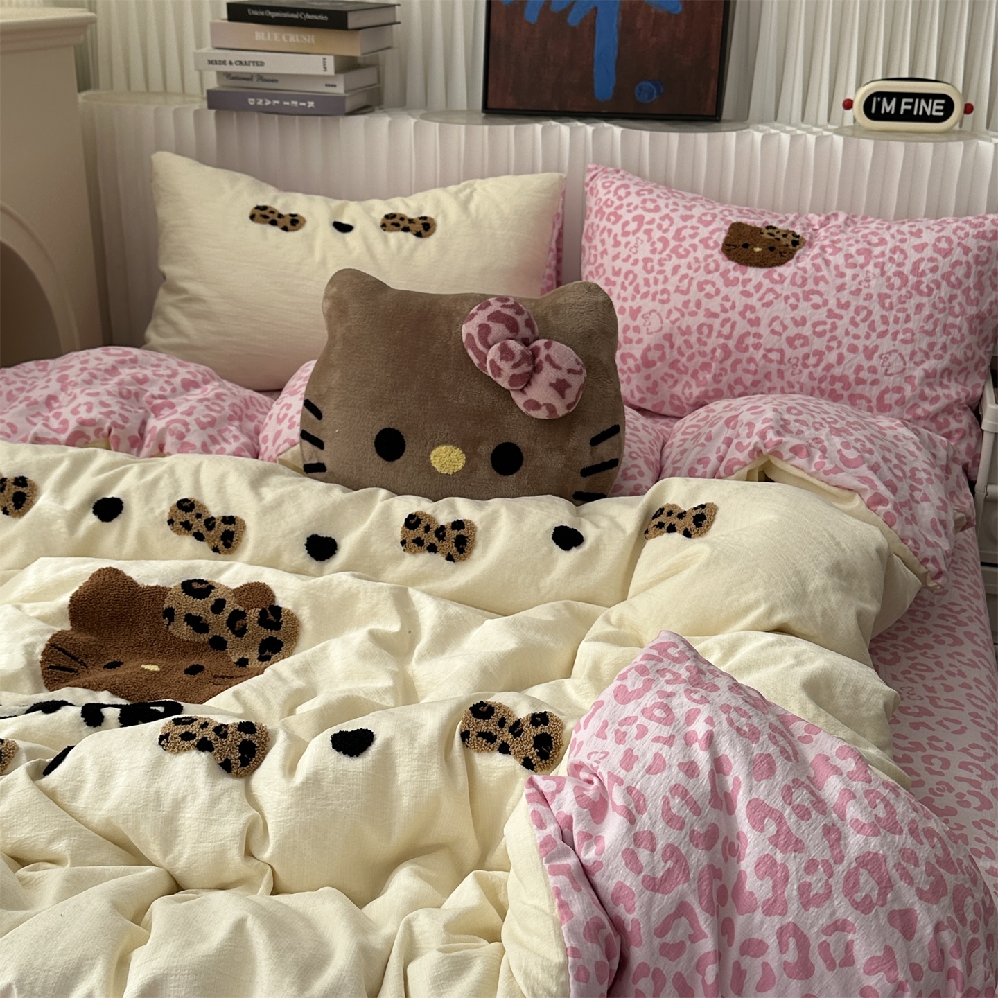 無绵丨奶油少女豹纹猫咪四件套