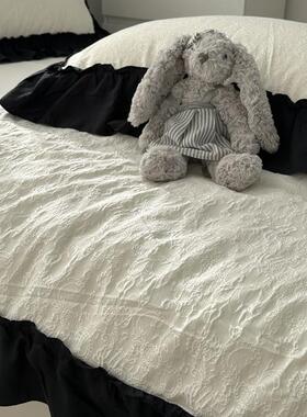 法式赫本田园风ins双层纱提花水洗棉四件套床上用品床单三件套2m