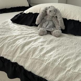 法式赫本田园风ins双层纱提花水洗棉四件套床上用品床单三件套2m