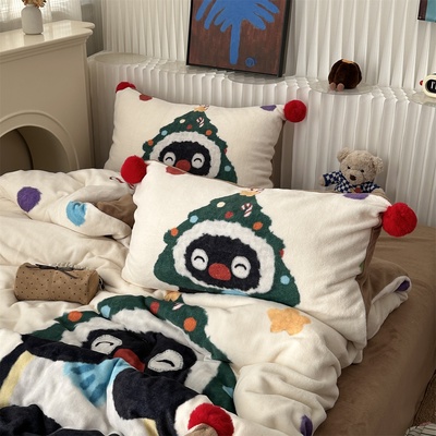 無绵丨圣诞氛围卡通牛奶绒四件套