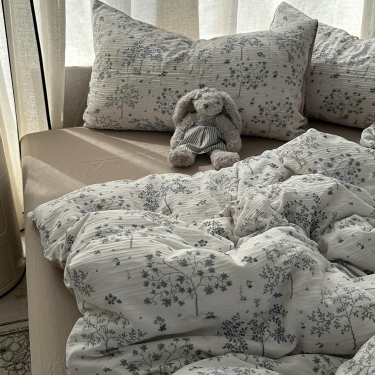 A类软糯双层纱水洗棉四件套床单