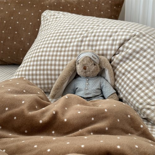 無绵丨少女ins波点牛奶绒四件套