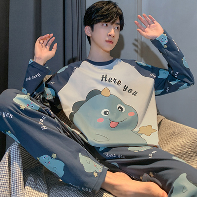 全棉纯棉2025新款男士睡衣春秋冬季长袖纯棉青少年男生四季通用家