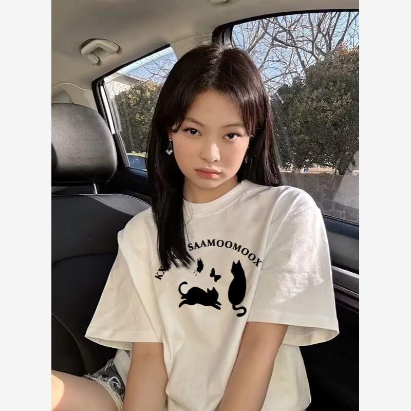 白色t恤女2025新款爆款夏季纯棉短袖ins风小众半袖设计感上衣潮