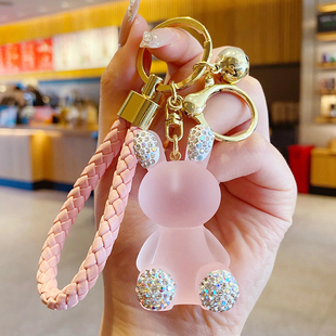 网红镶钻水晶兔钥匙扣女精致汽车钥匙挂饰情侣包包挂件卡通钥匙炼
