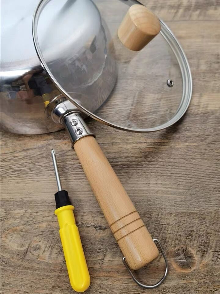 进口实木榉木雪平锅木柄把手 通用替换手柄 吉川日式奶锅单柄配件