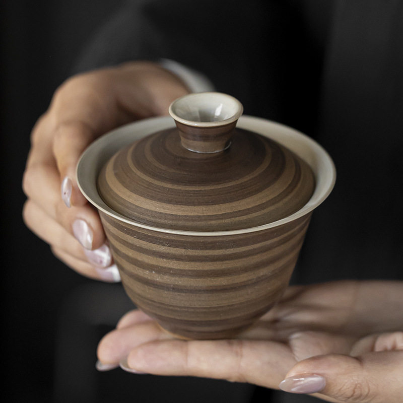 酱釉粉引盖碗茶具单品手工粗陶功不烫手泡茶壶盖碗公杯单个泡茶