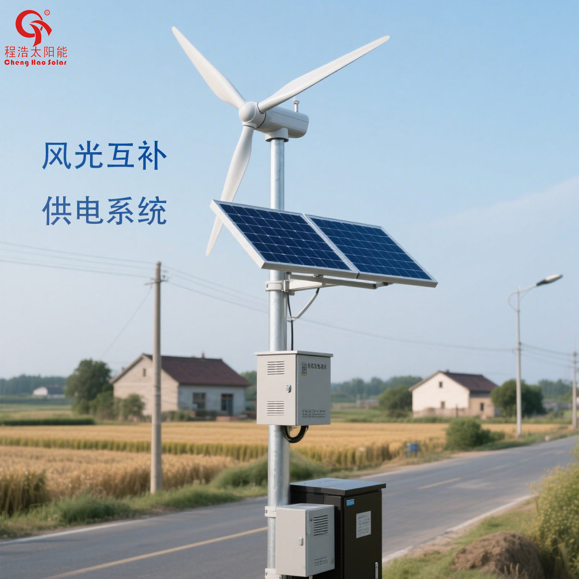 程浩新能源厂家供应500w1000w风力发电机离网并网发电系统水平轴