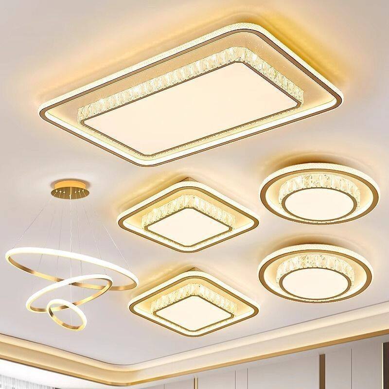 led水晶吸顶灯 轻奢大气客厅灯简约现代长方形卧室灯餐厅灯具套装