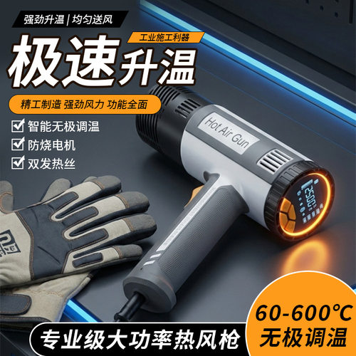 qili其力502A小型热风枪大屏数显烤枪包胶调温热风枪
