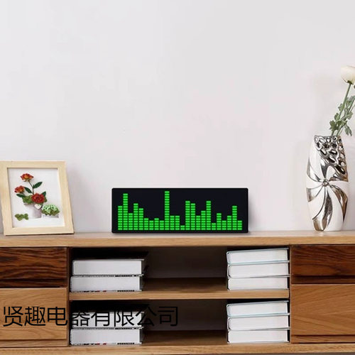 彩色LED音乐频谱电子时钟声控节奏灯1624RGB拾音气氛电平指示器