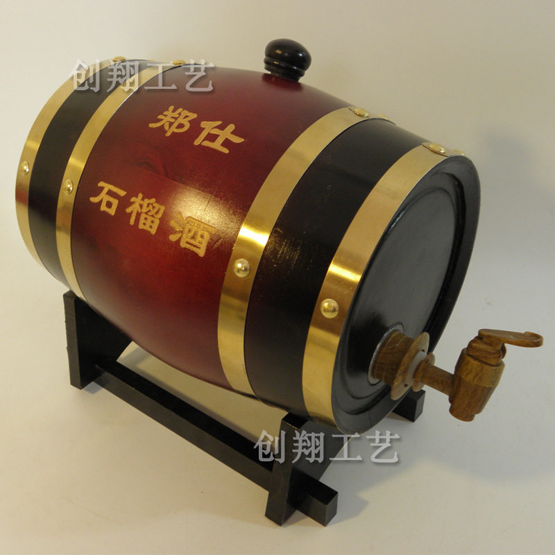 工厂直销5L橡木装饰酒桶腰红色木质红酒桶5升白酒木桶批发