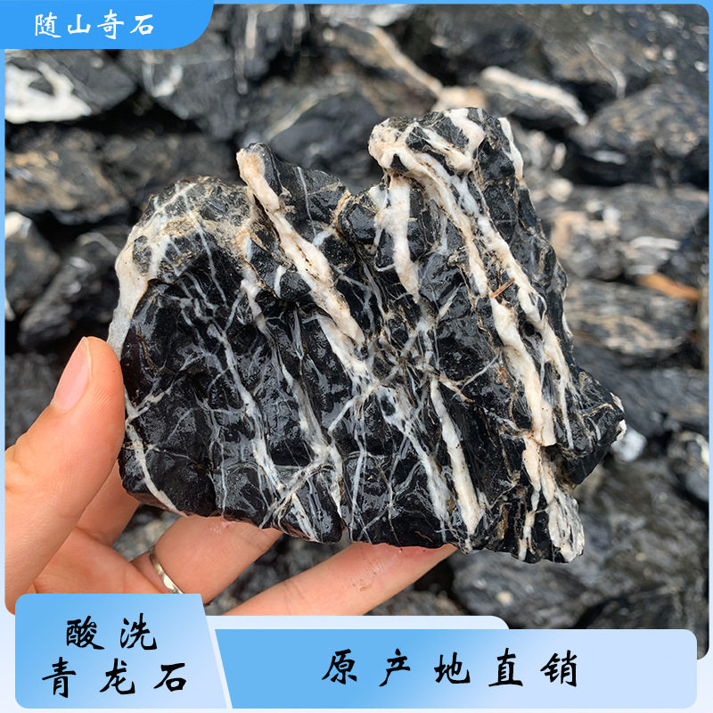 酸洗青龙石精品鱼缸造景石水族鱼池假山石头英德石天然景观石